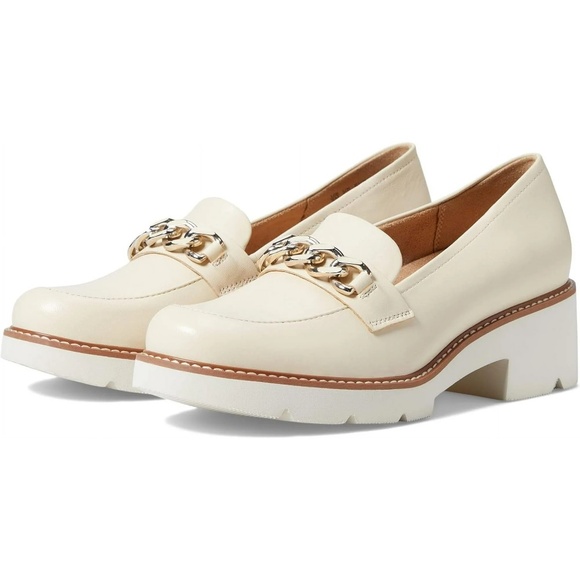 NEW Naturalizer Women Desi Chain Platform Lug Sole Heeled Loafer Taupe 11 W Wide - Picture 3 of 17